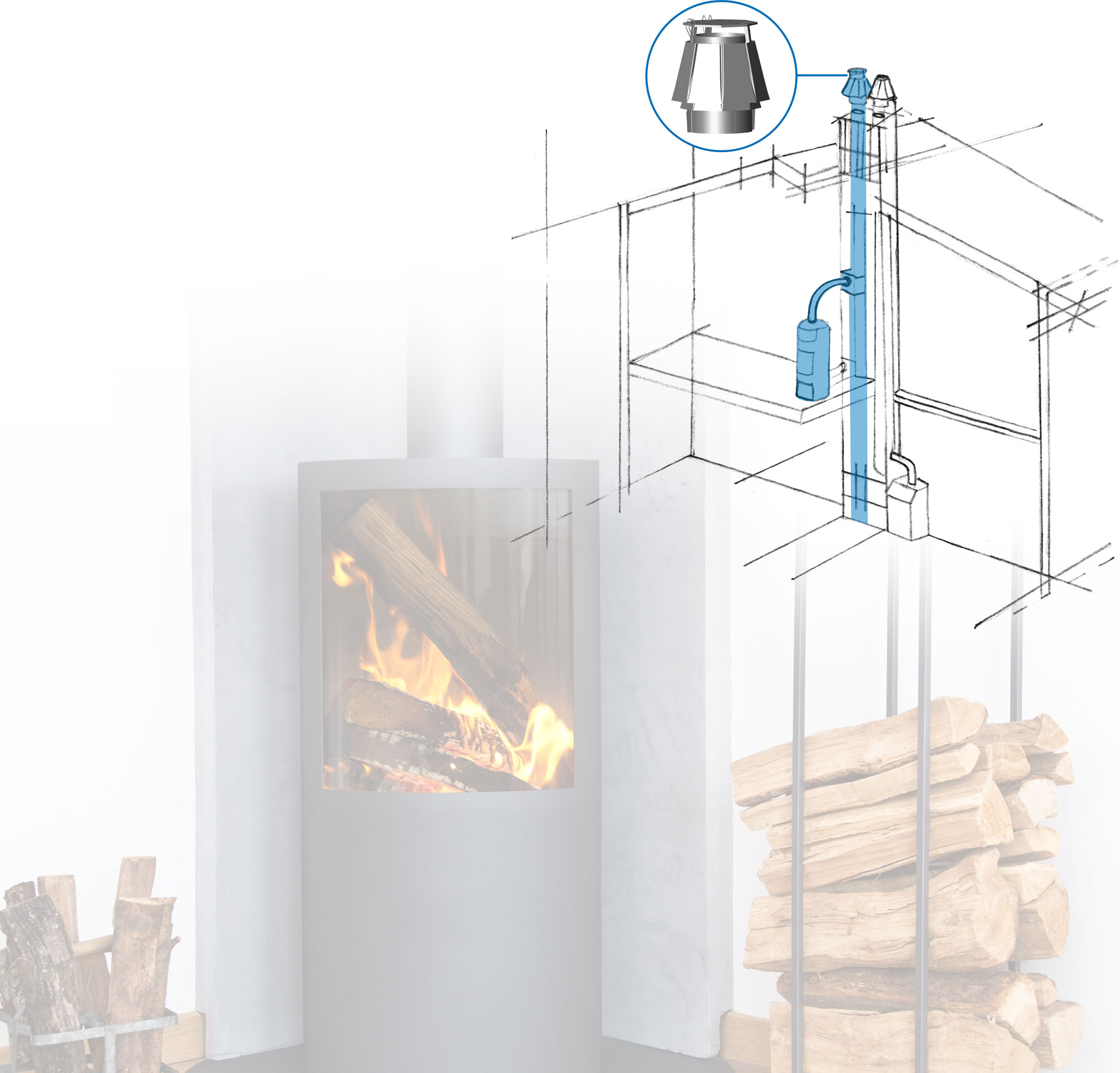 Kaminhüte für Wohnraumfeuerungen